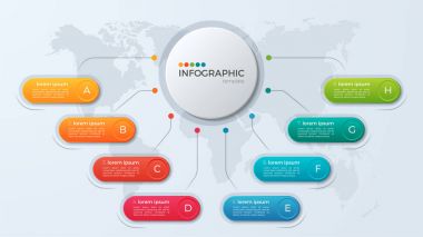 8 seçenekli sunum işi bilgi şablonu.