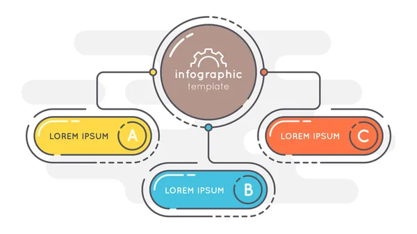 Flachen Stil 3 Optionen Präsentation Infografik Vorlage. — Stockvektor