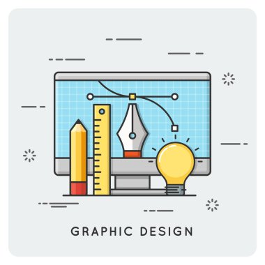 Grafik tasarım, çizim, mühendislik. İnce çizgi kavramı.