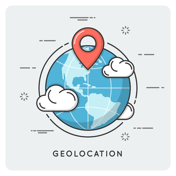 Geolocalização e navegação. Conceito de linha fina . —  Vetores de Stock