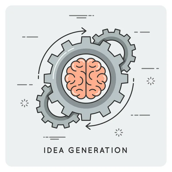 Generación de ideas. Concepto lineal de estilo plano . — Vector de stock