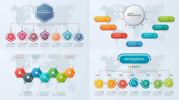 Set presentatiesjablonen voor zakelijke infographic met 7 optie — Stockvector