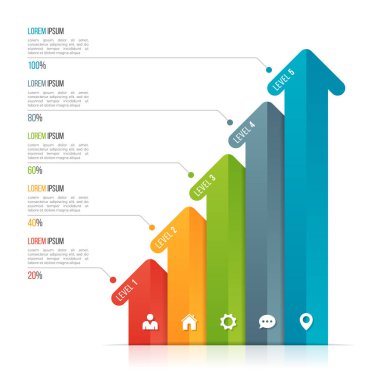 Ok Infographic şablonu veri görselleştirme için. 5 seçenekleri, le