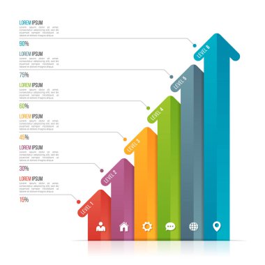 Ok Infographic şablonu veri görselleştirme için. 6 seçenekleri, le