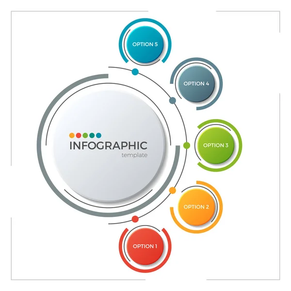 Modèle infographique de diagramme circulaire avec 5 options — Image vectorielle