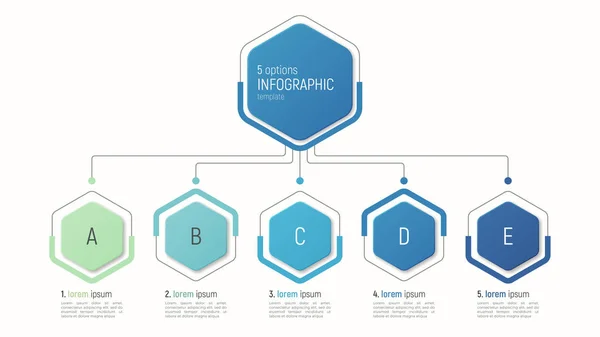 Veri görselleştirme için Iinfographic şablon. 5 seçenekleri. — Stok Vektör