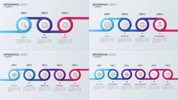 Dibujos infográficos de gráficos de línea de tiempo vectorial para visualización de datos — Vector de stock