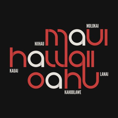 Hawaii eyalet. T-shirt ve konfeksiyon vektör tasarımı.