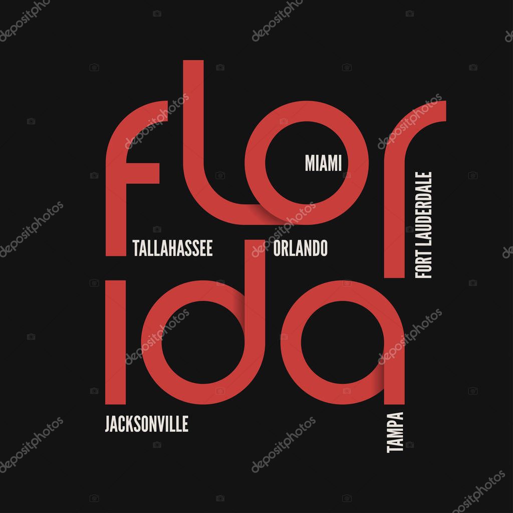 Florida state. T-shirt and apparel vector design, print, typography, poster, emblem.