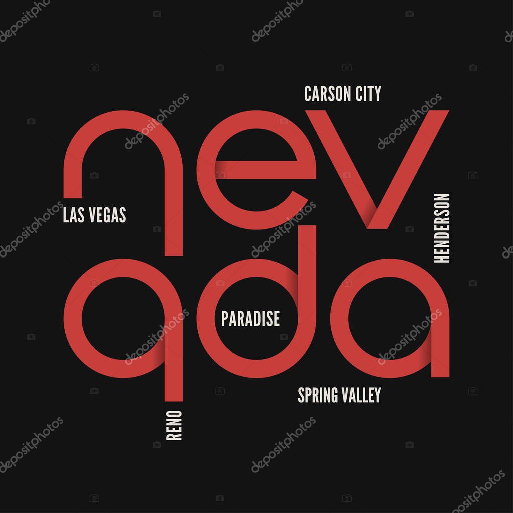 Nevada state. T-shirt and apparel vector design, print, typography, poster, emblem.
