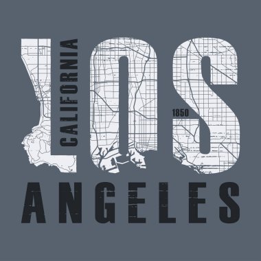 Los Angeles t-shirt ve konfeksiyon tasarım, baskı, tipografi vektör