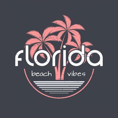 Florida plaj vibes t-shirt ve konfeksiyon vektör tasarım, baskı, ty