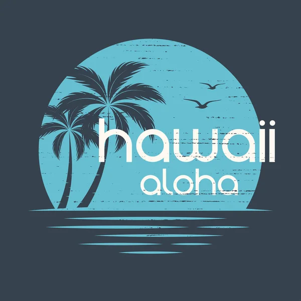 Hawaii günbatımı. T-shirt ve konfeksiyon vektör tasarım, baskı, typogra