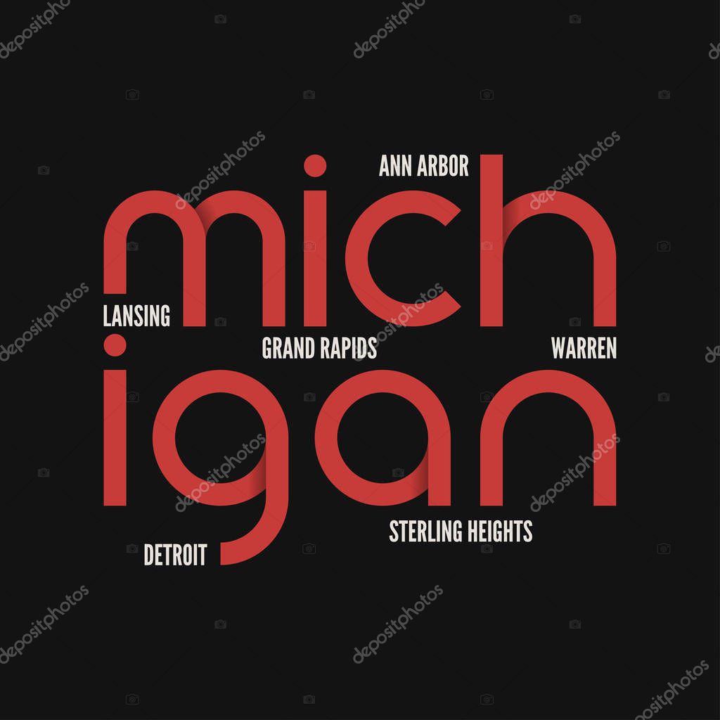 Michigan state. T-shirt and apparel vector design, print, typography, poster emblem