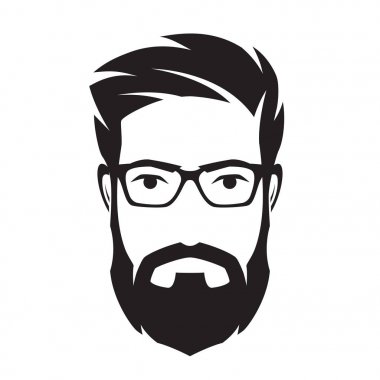 Sakallı yüzü, hipster karakter mans. Moda siluet, avata