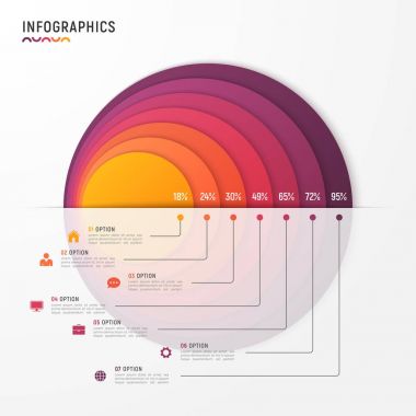 Vektör daire grafik Infographic şablonu sunumlar, şeytan için