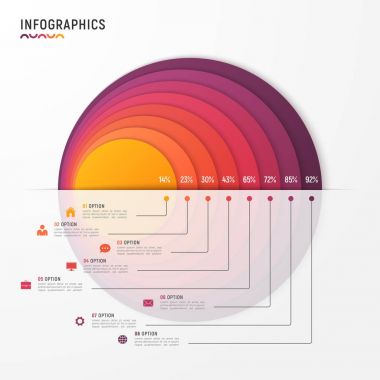 Vektör daire grafik Infographic şablonu sunumlar, şeytan için
