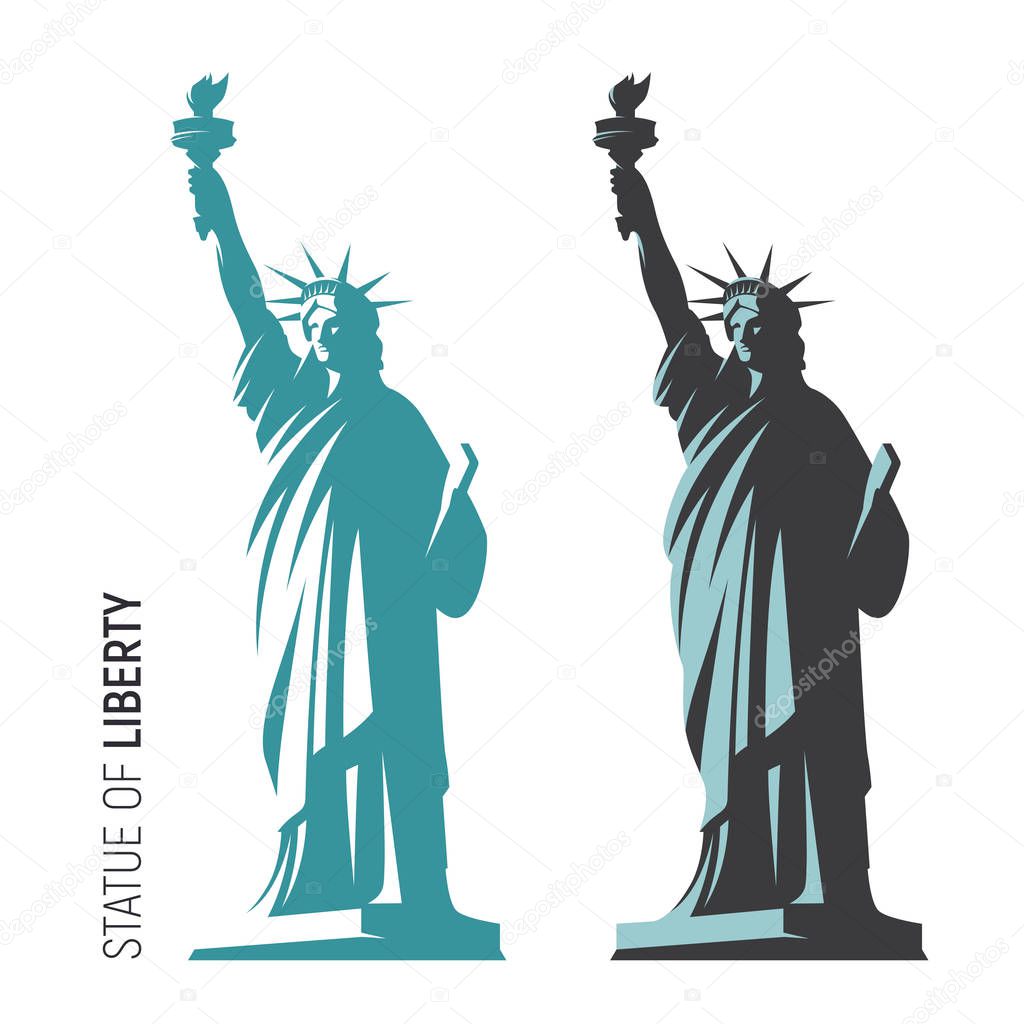 Vector illustration of the Statue of Liberty in New York City. S