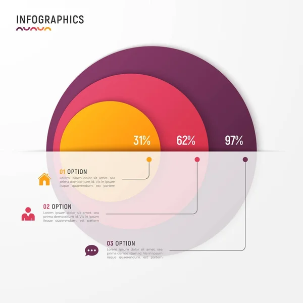 Vektör daire grafik Infographic şablonu sunumlar, şeytan için — Stok Vektör