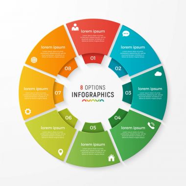 Vektör daire grafik Infographic şablonu sunumlar, şeytan için