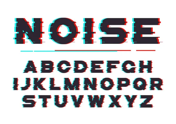 Decoratieve vet lettertype met digitale ruis, vervorming, glitch effe — Stockvector