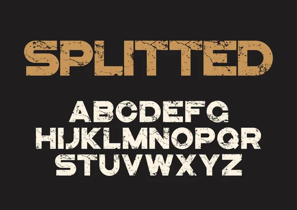 Decoratieve getextureerde vet lettertype met grunge nood ingang. Vecto — Stockvector