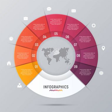 Vektör daire grafik Infographic şablonu sunumlar, şeytan için