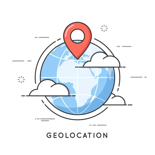 Geolocation tunn linje koncept — Stock vektor