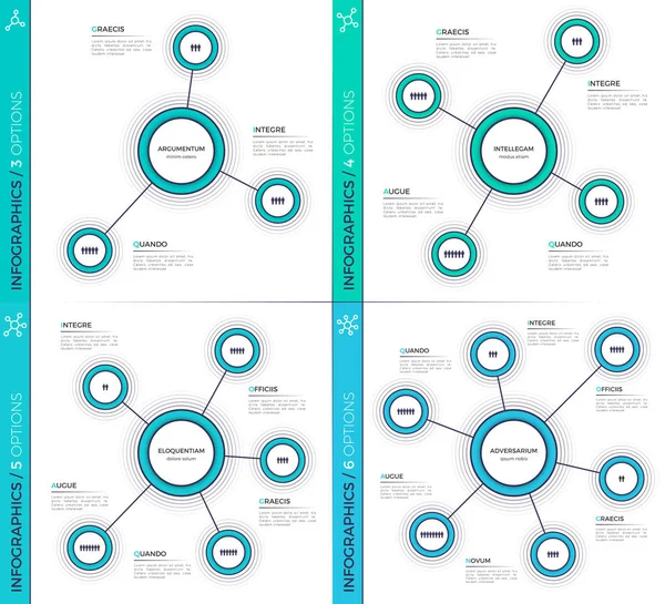 Minimalistische creative 3-6 infographic grafieken, regelingen, ontwerpt. — Stockvector