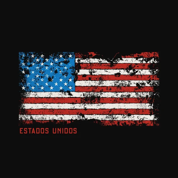 Ηνωμένες Πολιτείες μπλουζάκι και ενδυμασία σχεδιασμό με αποτέλεσμα του grunge. — Διανυσματικό Αρχείο