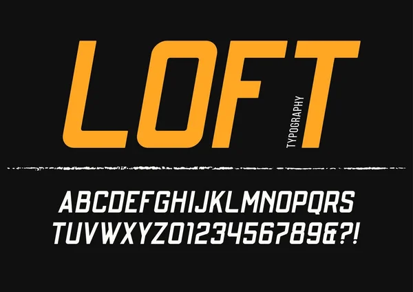 Loft condensado sans serif typeface design. Alfabeto vetorial, lett —  Vetores de Stock