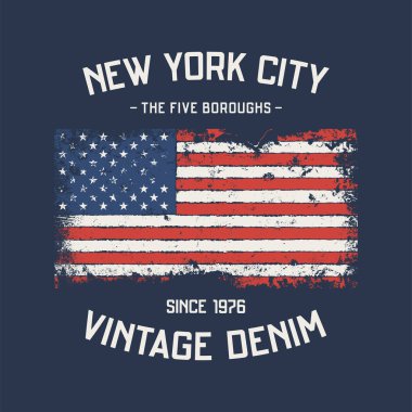 NYC beş boroughs t-shirt ve konfeksiyon tasarım grunge eff ile