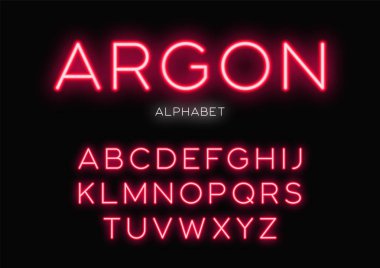 Neon yazı tasarım parlayan. Vektör alfabesi, mektup, yazı tipi, ty