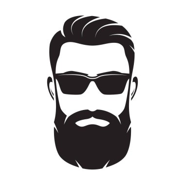 Sakallı adam s yüz, hipster karakter. Moda siluet, avata