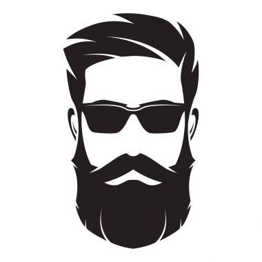 Sakallı adam s yüz, hipster karakter. Moda siluet, avata