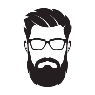 Sakallı adam s yüz, hipster karakter. Moda siluet, avata