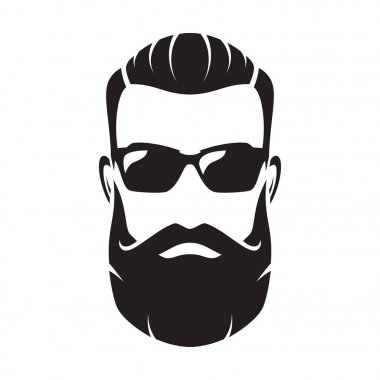 Sakallı adam s yüz, hipster karakter. Moda siluet, avata