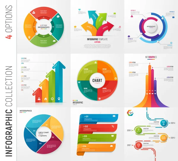 Colección infográfica de 4 plantillas vectoriales de opciones — Archivo Imágenes Vectoriales