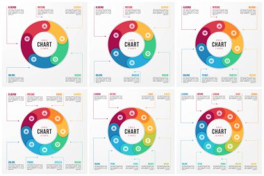 Vektör daire grafik Infographic şablonları 5 6 7 8 9 10 bölüm