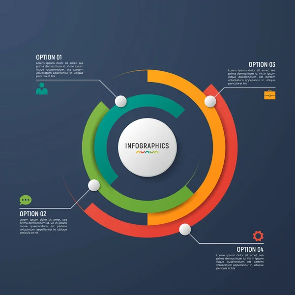 Modello infografico grafico a cerchio vettoriale per la visualizzazione dei dati . — Vettoriale Stock