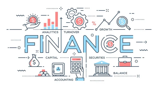 Finanças, investimento, análise, crescimento, banca linha fina concep — Vetor de Stock