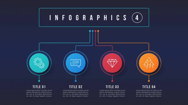 Vektor 4 Optionen Infografik-Design, Strukturdiagramm, Präsentationen — Stockvektor