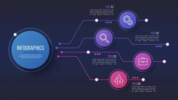 Vector 4 opties infographic design, structuur grafiek, presentati — Stockvector