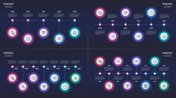 Vector 5 6 7 8 passos desenhos infográficos, gráficos de linha do tempo, prese — Vetor de Stock