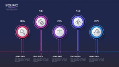 Vektör 5 adım Infographic tasarım, zaman çizelgesi grafik, tanıtım