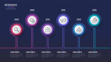 Vektör 6 adımda Infographic tasarım, zaman çizelgesi grafik, tanıtım