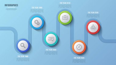 Vektör 6 adım zaman çizgisi, Infographic tasarım, tanıtım