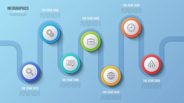 Vektör 7 adımlar zaman çizgisi, Infographic tasarım, tanıtım
