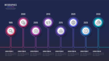 Vektör 8 adımlar Infographic tasarım, zaman çizelgesi grafik, tanıtım