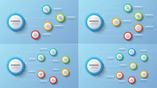 벡터 4 5 6 7 옵션 infographic 디자인, 구조 차트, 홍보 — 스톡 벡터